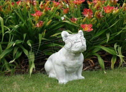 Décoration de jardin Chien Patio Figure en pierre blanche Figurines Statue décorative
